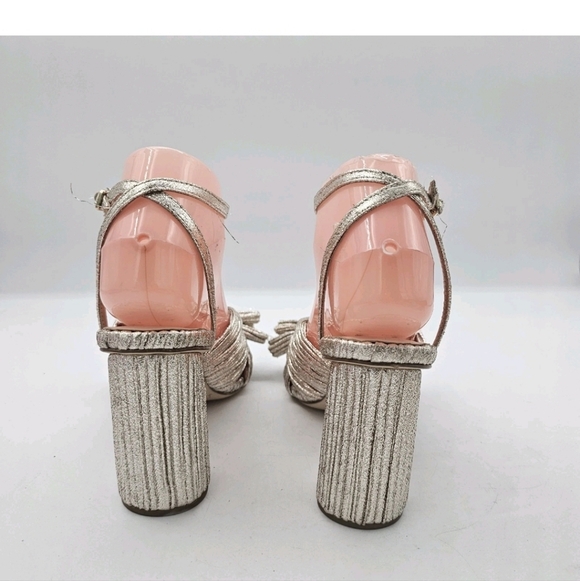 Loeffler Randall Camellia Bow-Embellished Lamé Sandals - Picture 6 of 16